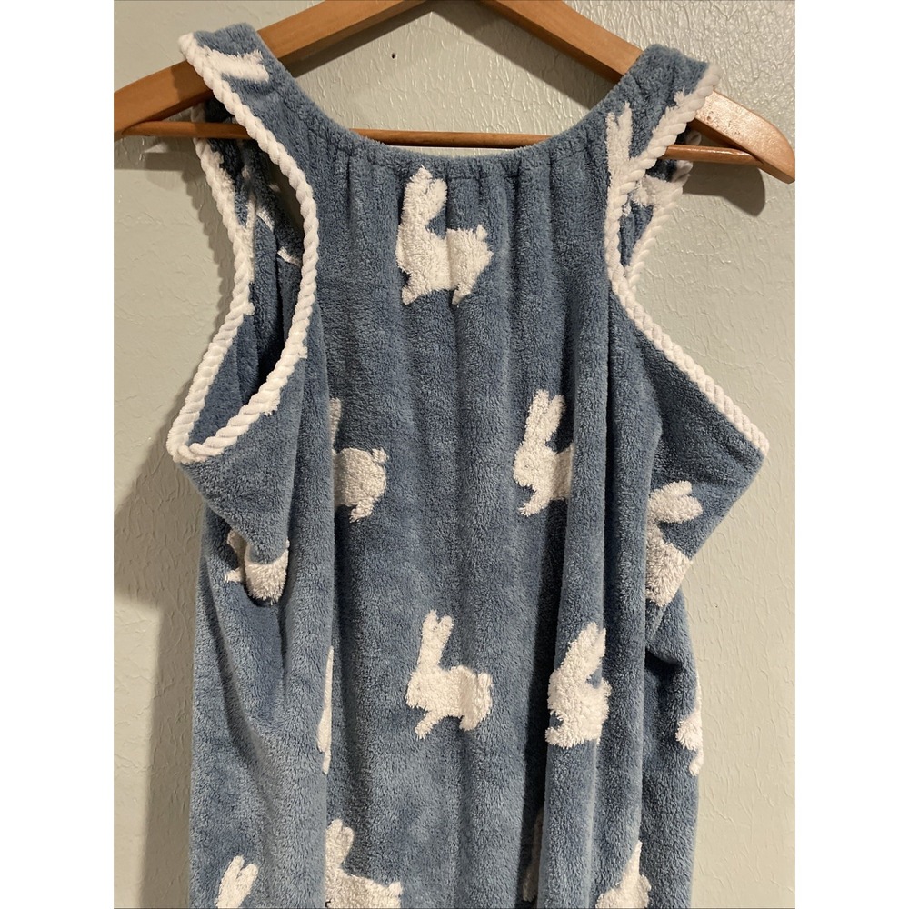 Super Soft Bunny Rabbit Fleece Bath Robe After Shower Sleeveless Snap Closure OS - Picture 5 of 5